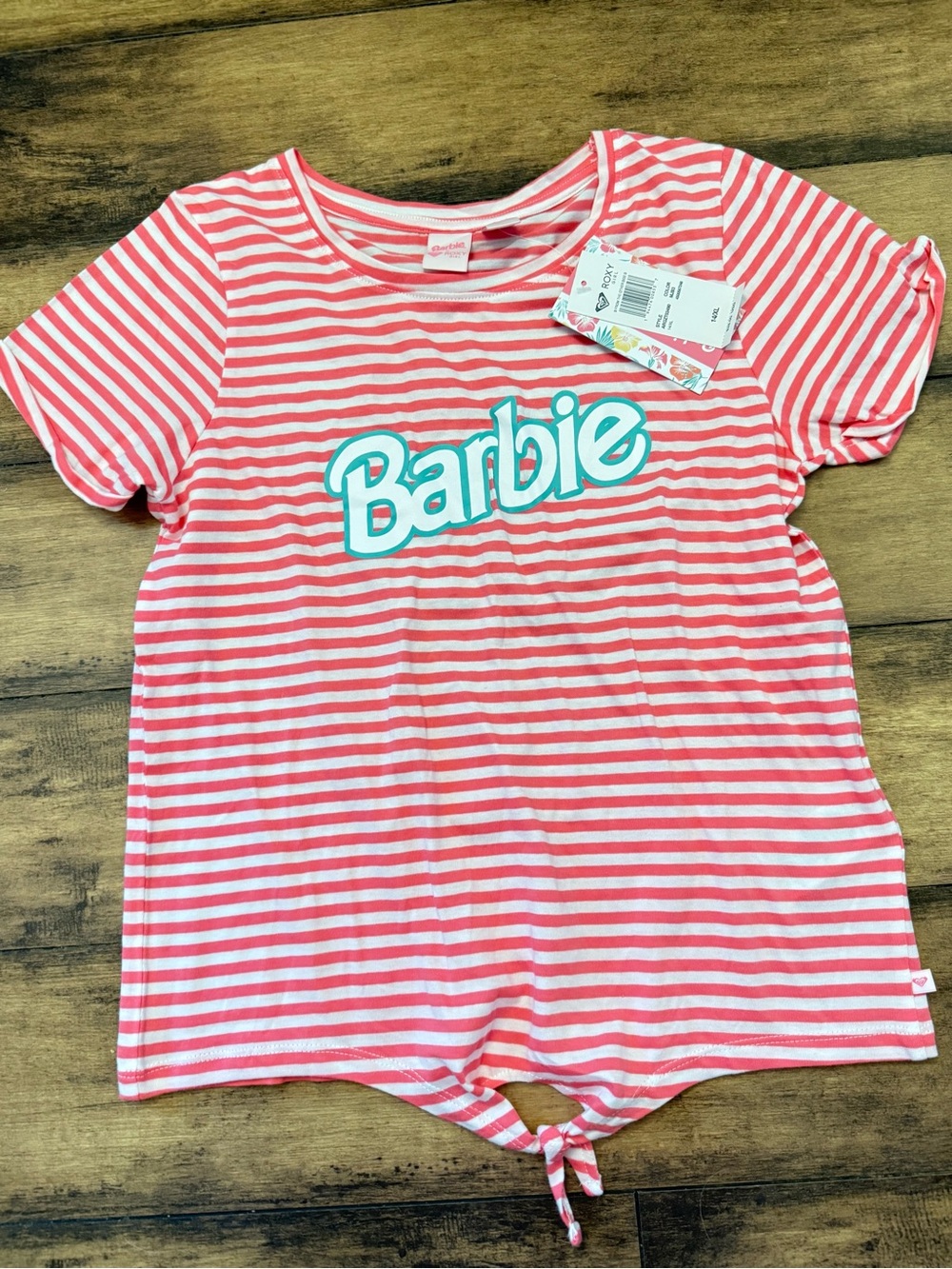 Barbie & Roxy Pink & White Striped T-shirt